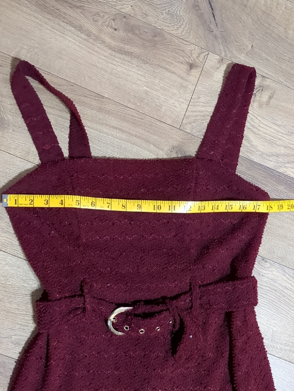 Premier Amour Square Neck Sleeveless Belted Sequin Sheath Burgundy Midi Dress 16 - Picture 7 of 13